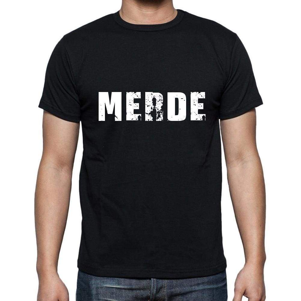 Merde Mens Short Sleeve Round Neck T-Shirt 5 Letters Black Word 00006 - Casual