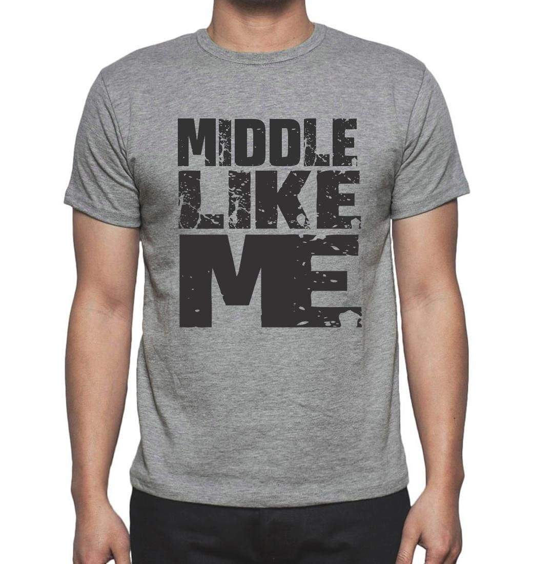 Middle Like Me Grey Mens Short Sleeve Round Neck T-Shirt - Grey / S - Casual