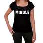 Middle Womens T Shirt Black Birthday Gift 00547 - Black / Xs - Casual