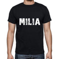 milia Men's Short Sleeve Round Neck T-shirt , 5 letters Black , word 00006