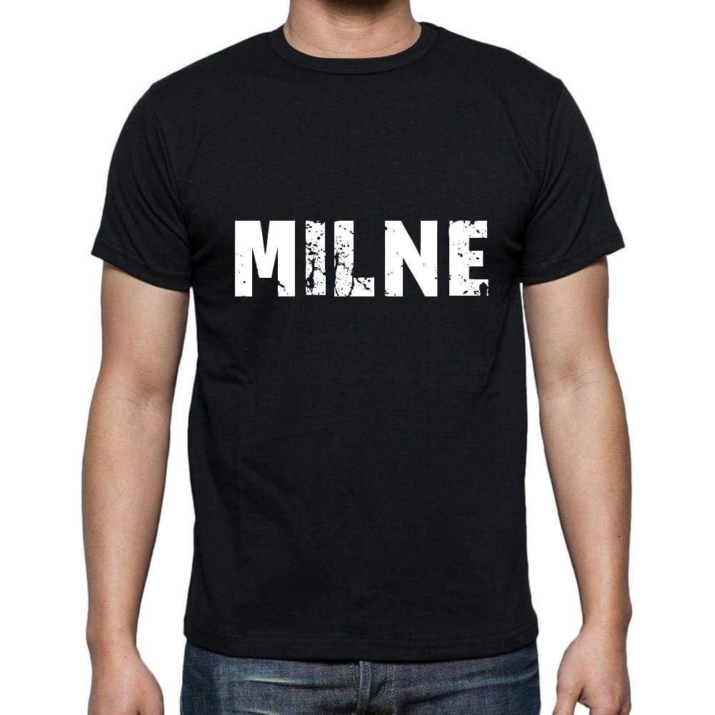 Milne Mens Short Sleeve Round Neck T-Shirt 5 Letters Black Word 00006 - Casual