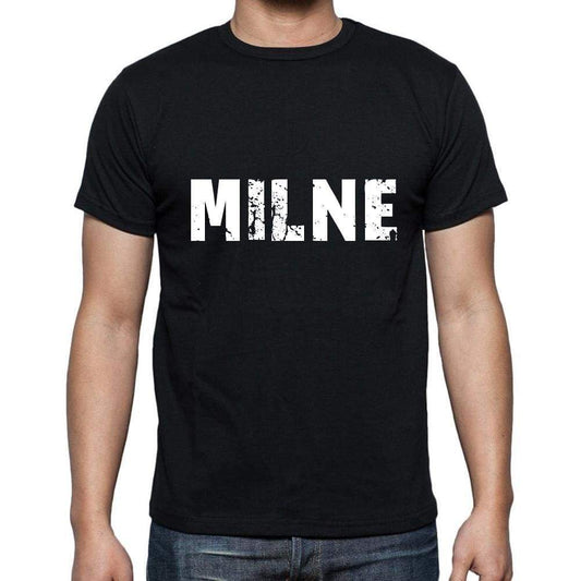 Milne Mens Short Sleeve Round Neck T-Shirt 5 Letters Black Word 00006 - Casual