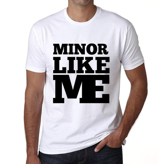 MINOR, Like Me, White, <span>Men's</span> <span><span>Short Sleeve</span></span> <span>Round Neck</span> T-shirt 00051 - ULTRABASIC