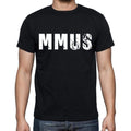 mmus Men's Short Sleeve Round Neck T-shirt , 4 letters Black