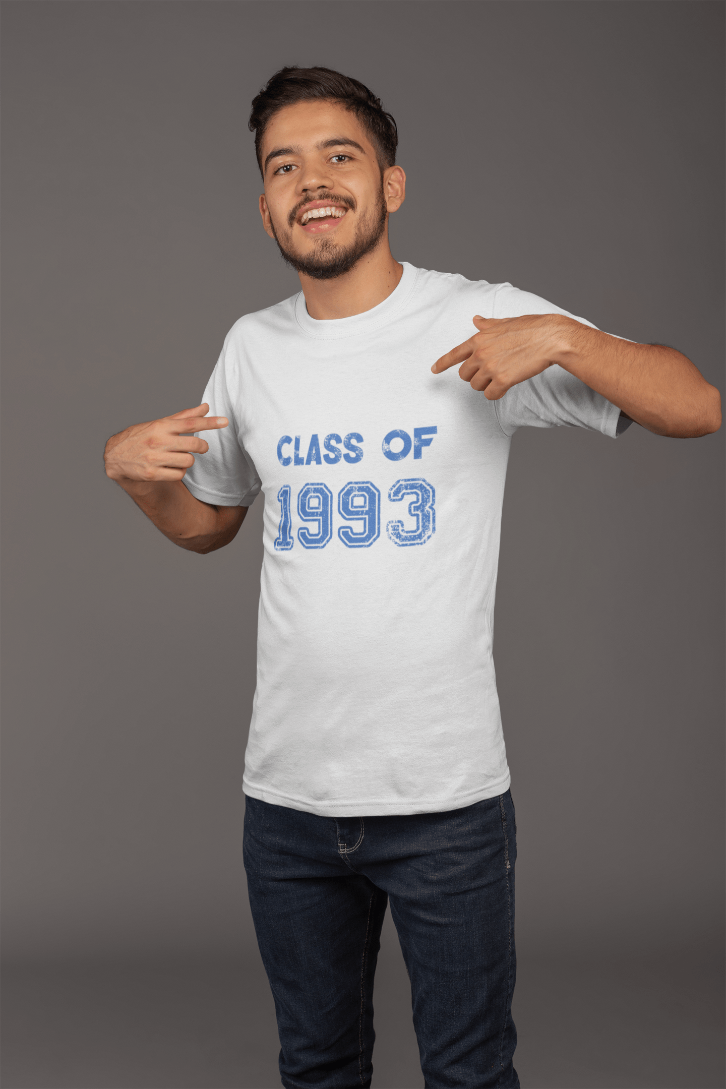 1993, Classe de, blanc, T-shirt à manches courtes et col rond homme 00094