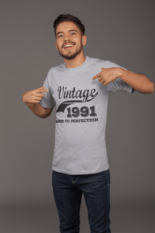 Vintage Aged to Perfection 1991, Grau, Herren-Kurzarm-Rundhals-T-Shirt, Geschenk-T-Shirt 00346