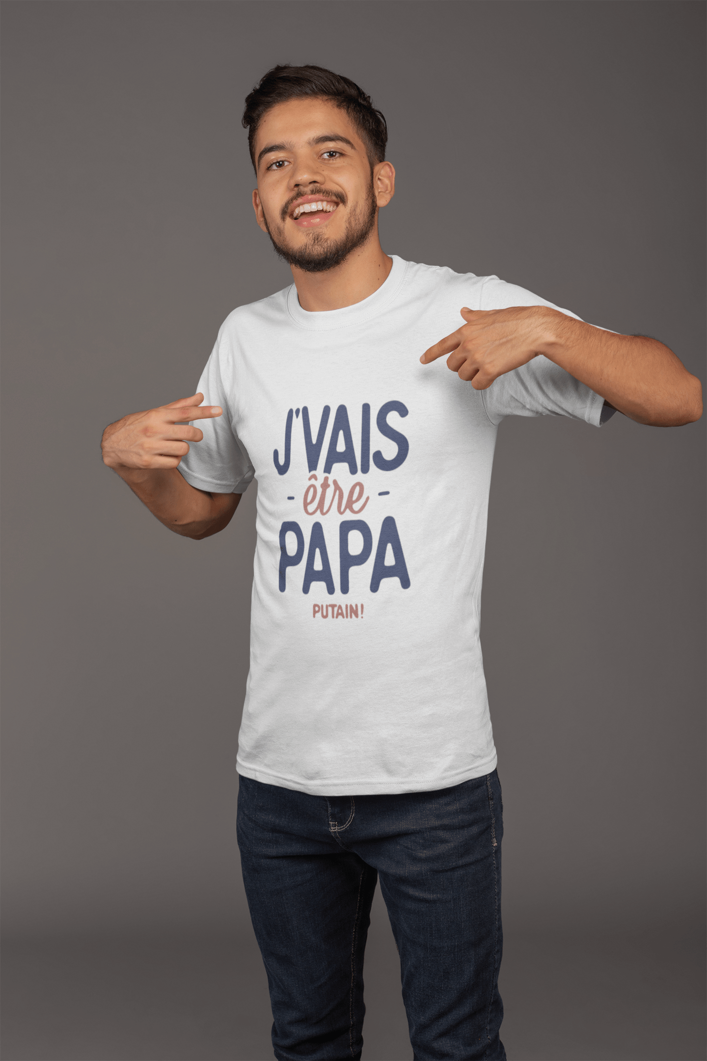Ultrabasic - Graphique Homme J'vais Être Papa Putain T-Shirt Marine Letter Blanco