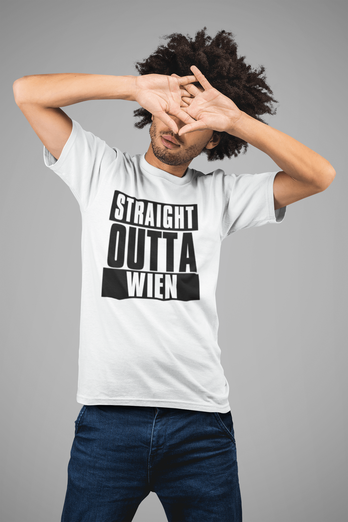 Straight Outta Wien, Herren Kurzarm-Rundhals-T-Shirt 00027