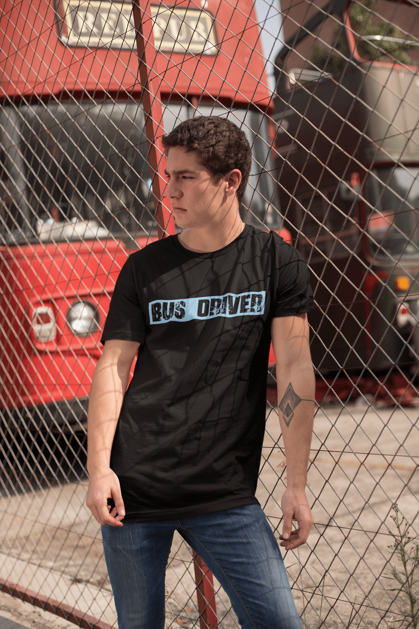 Bus Driver t shirt, mens t-shirt, occupation, S Size, Black, Cotton Round Neck