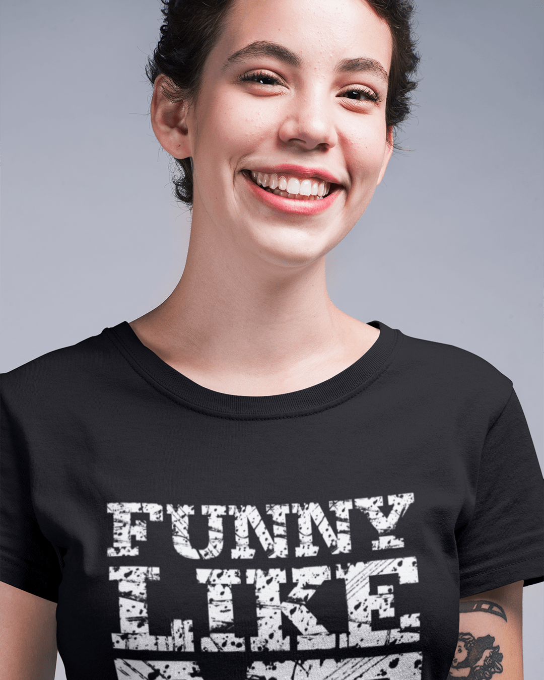 FUNNY, Like me, Black, Women's Short Sleeve Round Neck T-shirt 00054