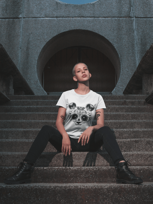 Bear Skull, White Women's T-shirt, 100% cotton 00188