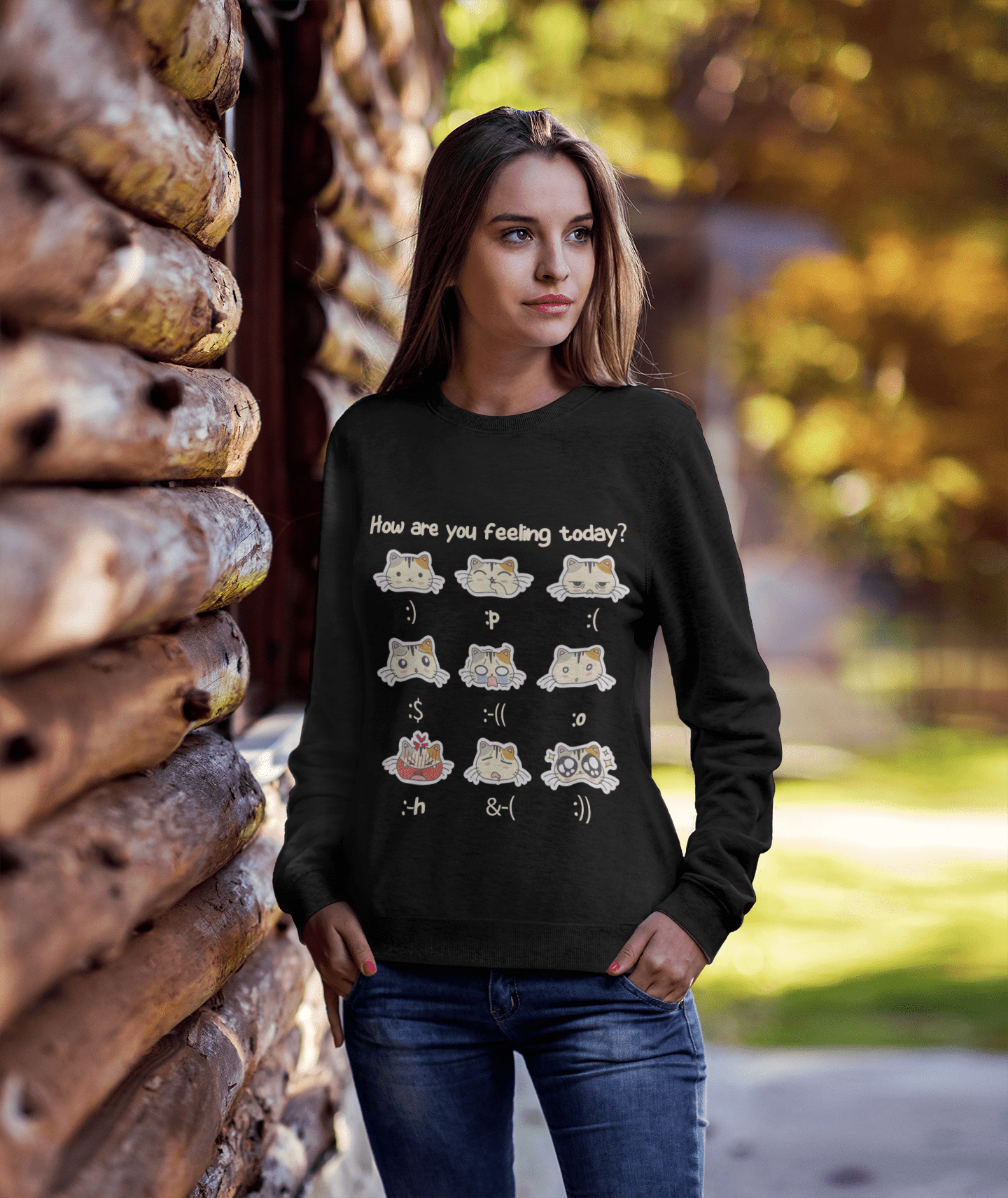 ULTRABASIC Women's Sweatshirt How are You Feeling Today - Funny Cat Kitty Lover Sweater