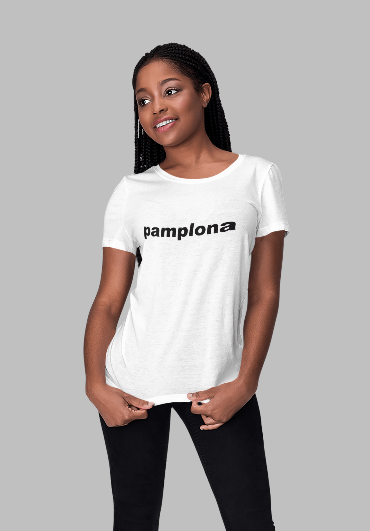 Pamplona Tourist Attraction Damen Kurzarm-T-Shirt mit Rundhalsausschnitt 00072