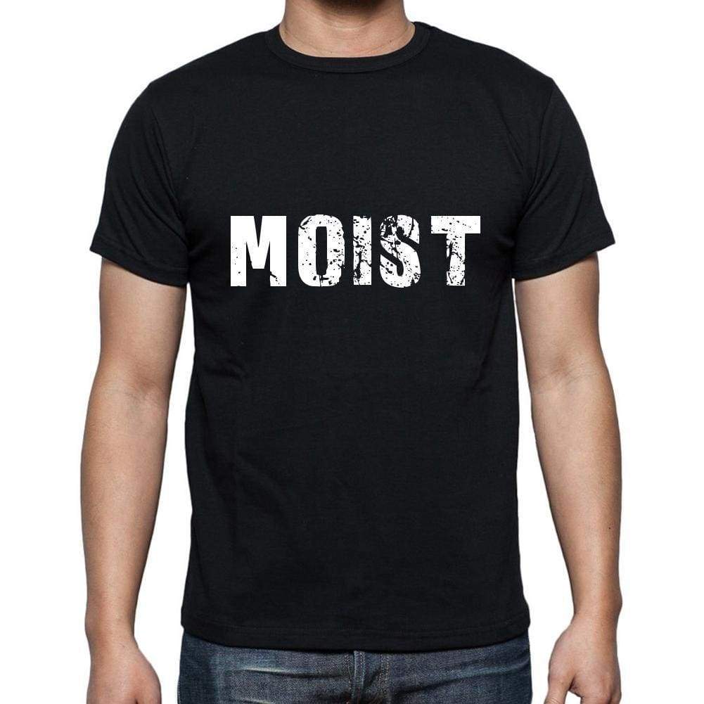 Moist Mens Short Sleeve Round Neck T-Shirt 5 Letters Black Word 00006 - Casual