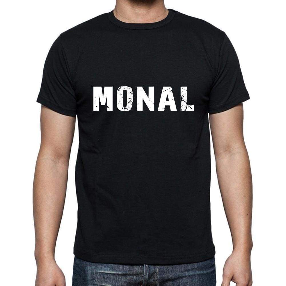 Monal Mens Short Sleeve Round Neck T-Shirt 5 Letters Black Word 00006 - Casual
