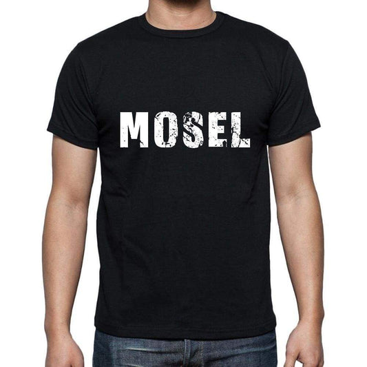 Mosel Mens Short Sleeve Round Neck T-Shirt 5 Letters Black Word 00006 - Casual