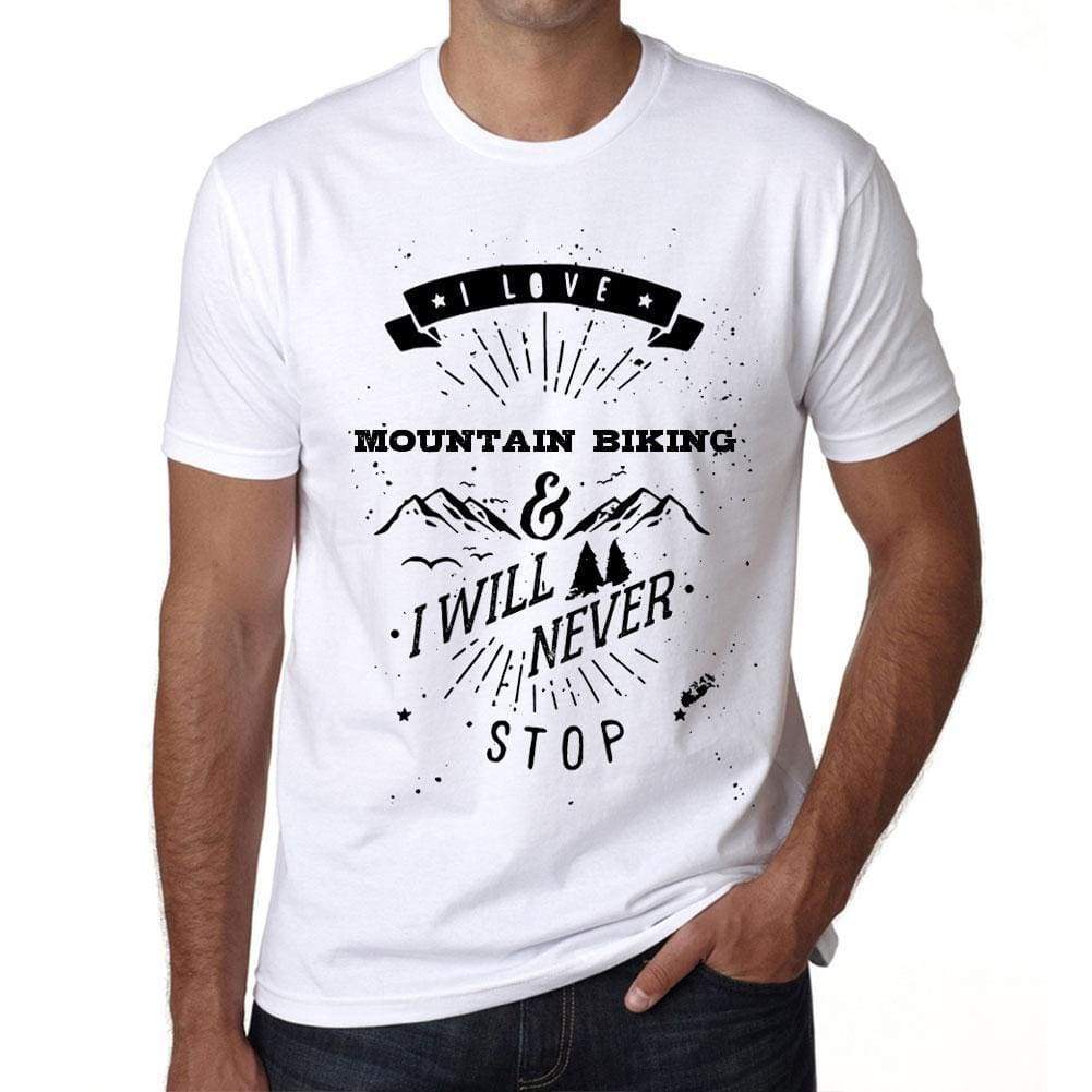 Mountain Biking I Love Extreme Sport White Mens Short Sleeve Round Neck T-Shirt 00290 - White / S - Casual