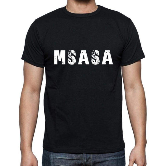 Msasa Mens Short Sleeve Round Neck T-Shirt 5 Letters Black Word 00006 - Casual