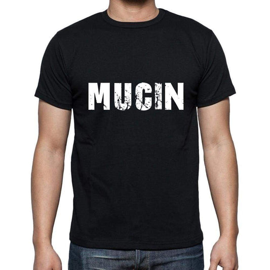 Mucin Mens Short Sleeve Round Neck T-Shirt 5 Letters Black Word 00006 - Casual