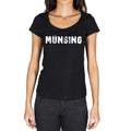 münsing, German Cities Black, Women's Short Sleeve Round Neck T-shirt 00002