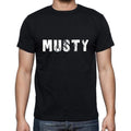 musty Men's Short Sleeve Round Neck T-shirt , 5 letters Black , word 00006
