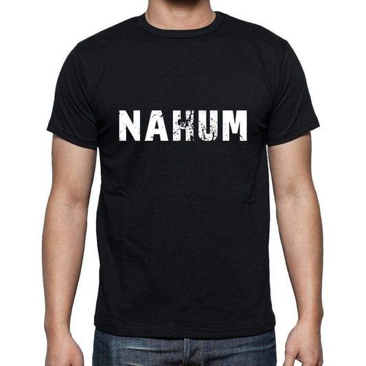 Nahum Mens Short Sleeve Round Neck T-Shirt 5 Letters Black Word 00006 - Casual