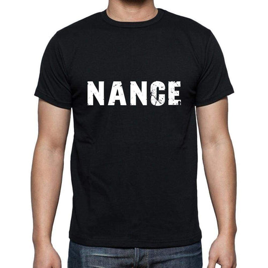 Nance Mens Short Sleeve Round Neck T-Shirt 5 Letters Black Word 00006 - Casual