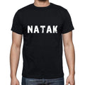 natak Men's Short Sleeve Round Neck T-shirt , 5 letters Black , word 00006