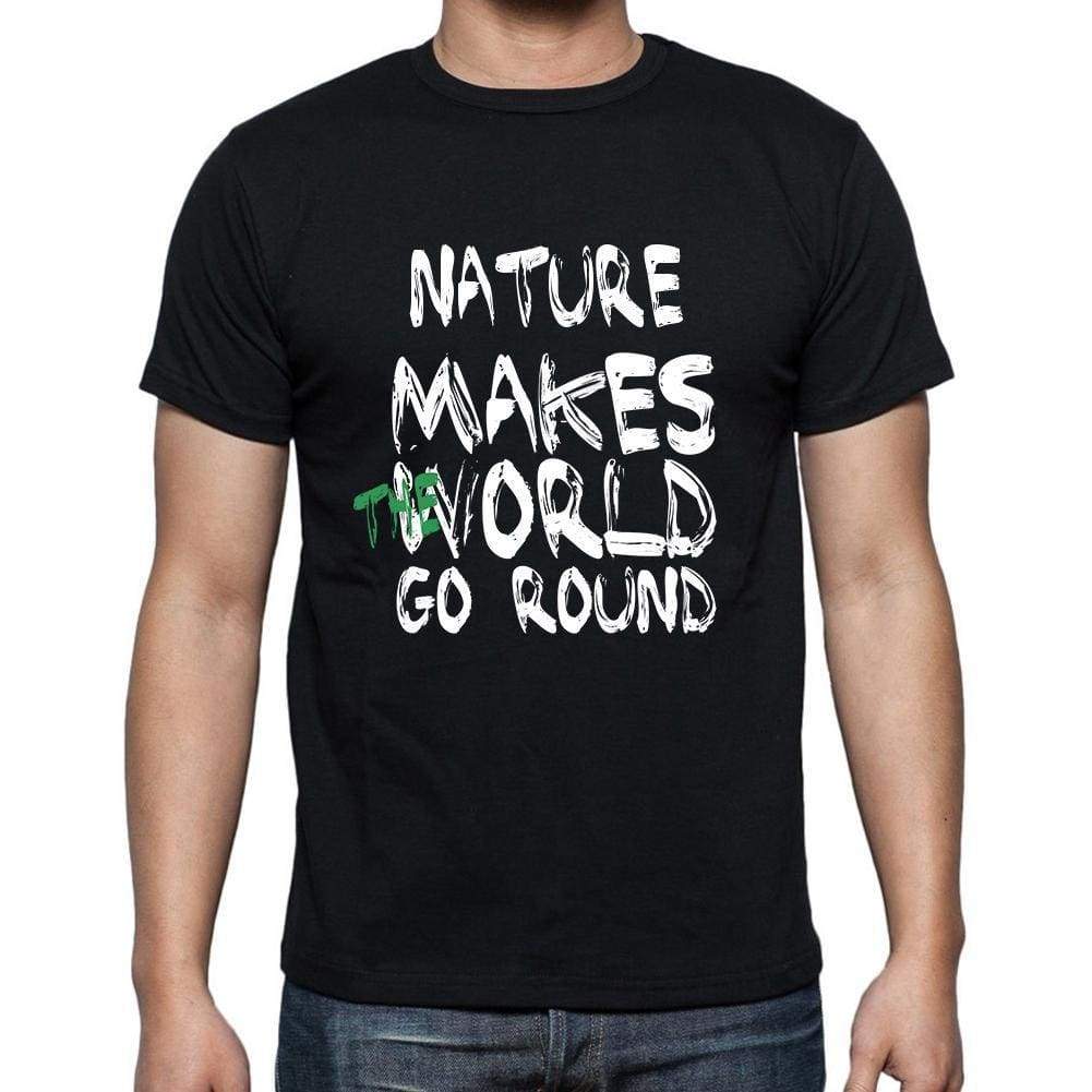 Nature World Goes Round Mens Short Sleeve Round Neck T-Shirt 00082 - Black / S - Casual