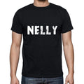 nelly Men's Short Sleeve Round Neck T-shirt , 5 letters Black , word 00006
