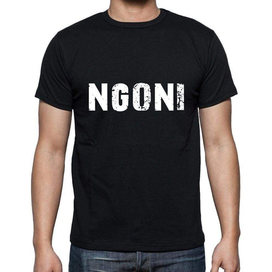 Ngoni Mens Short Sleeve Round Neck T-Shirt 5 Letters Black Word 00006 - Casual