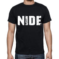 Nide Herren-Kurzarm-Rundhals-T-Shirt, 4 Buchstaben Schwarz