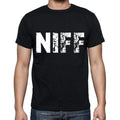 niff Herren Kurzarm-Rundhals-T-Shirt, 4 Buchstaben Schwarz