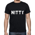 nitty Herren Kurzarm-T-Shirt mit Rundhalsausschnitt, 5 Buchstaben Schwarz, Wort 00006
