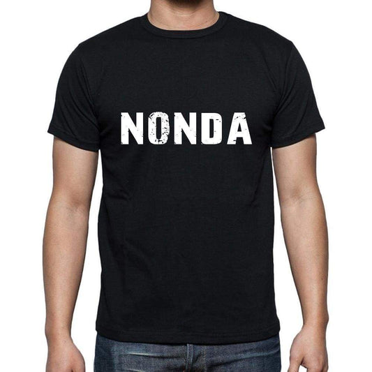 Nonda Mens Short Sleeve Round Neck T-Shirt 5 Letters Black Word 00006 - Casual
