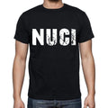 nuci Herren-Kurzarm-Rundhals-T-Shirt, 4 Buchstaben Schwarz