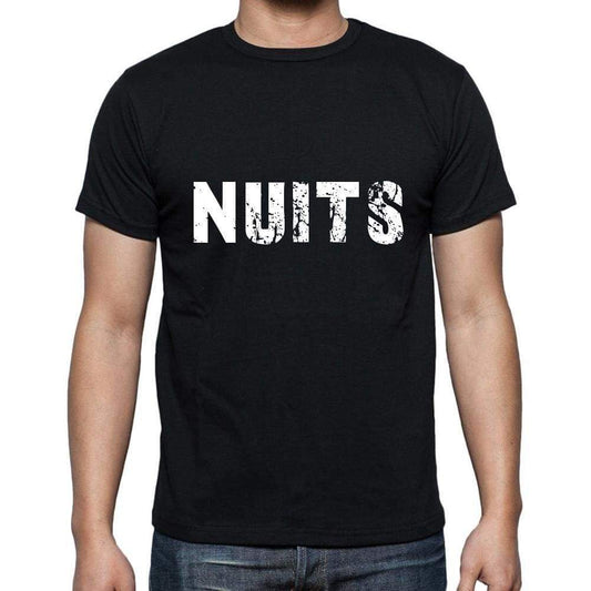 Nuits Mens Short Sleeve Round Neck T-Shirt 5 Letters Black Word 00006 - Casual