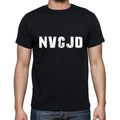 nvcjd Men's Short Sleeve Round Neck T-shirt , 5 letters Black , word 00006