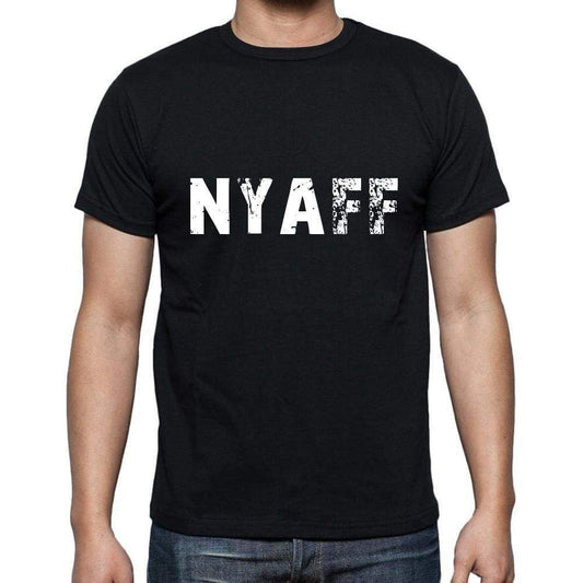 Nyaff Mens Short Sleeve Round Neck T-Shirt 5 Letters Black Word 00006 - Casual
