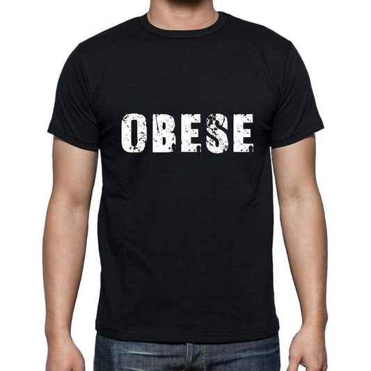 Obese Mens Short Sleeve Round Neck T-Shirt 5 Letters Black Word 00006 - Casual
