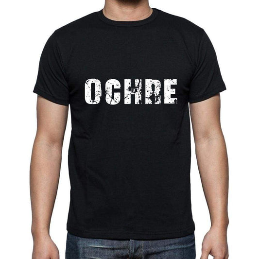 Ochre Mens Short Sleeve Round Neck T-Shirt 5 Letters Black Word 00006 - Casual