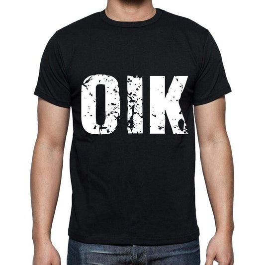 Oik Men T Shirts Short Sleeve T Shirts Men Tee Shirts For Men Cotton Black 3 Letters - Casual