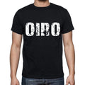 oiro Men's Short Sleeve Round Neck T-shirt , 4 letters Black