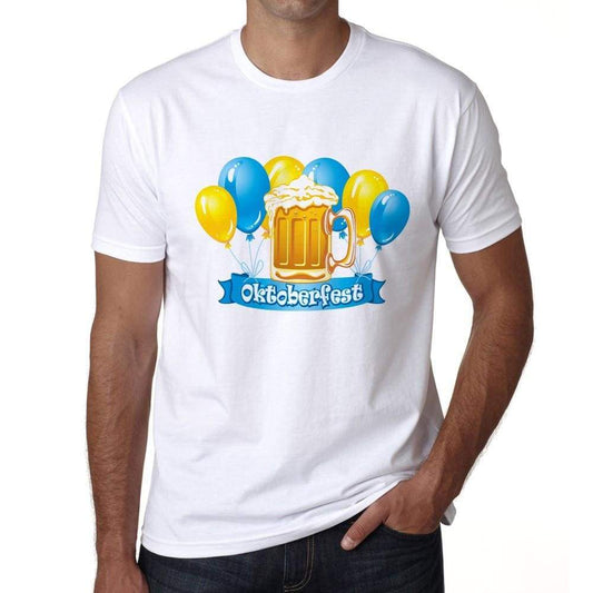 Oktoberfest Beer And Baloons Oktoberfest T-Shirt Mens White Tee 100% Cotton 00179