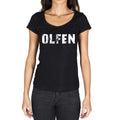 olfen, German Cities Black, Women's Short Sleeve Round Neck T-shirt 00002