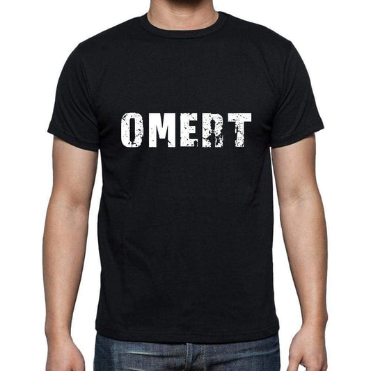 Omert Mens Short Sleeve Round Neck T-Shirt 5 Letters Black Word 00006 - Casual