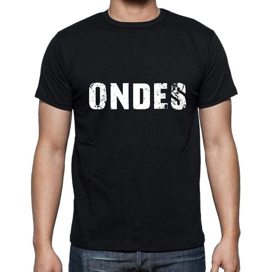 Ondes Mens Short Sleeve Round Neck T-Shirt 5 Letters Black Word 00006 - Casual