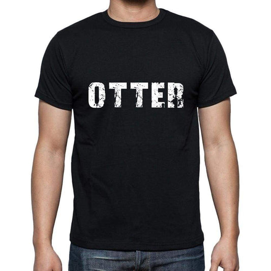 Otter Mens Short Sleeve Round Neck T-Shirt 5 Letters Black Word 00006 - Casual