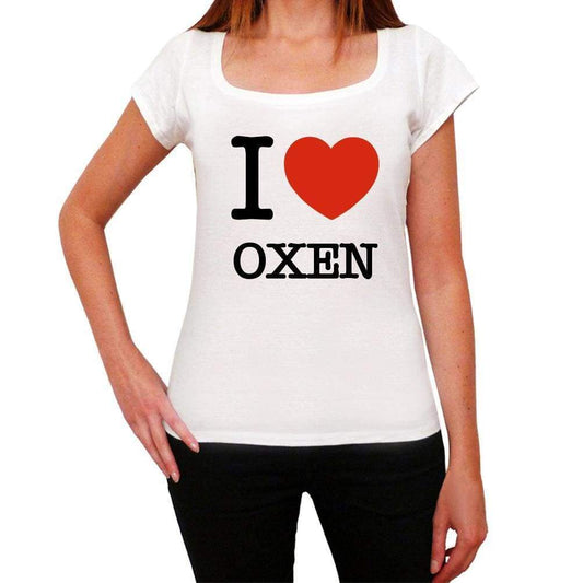 Oxen Love Animals White Womens Short Sleeve Round Neck T-Shirt 00065 - White / Xs - Casual