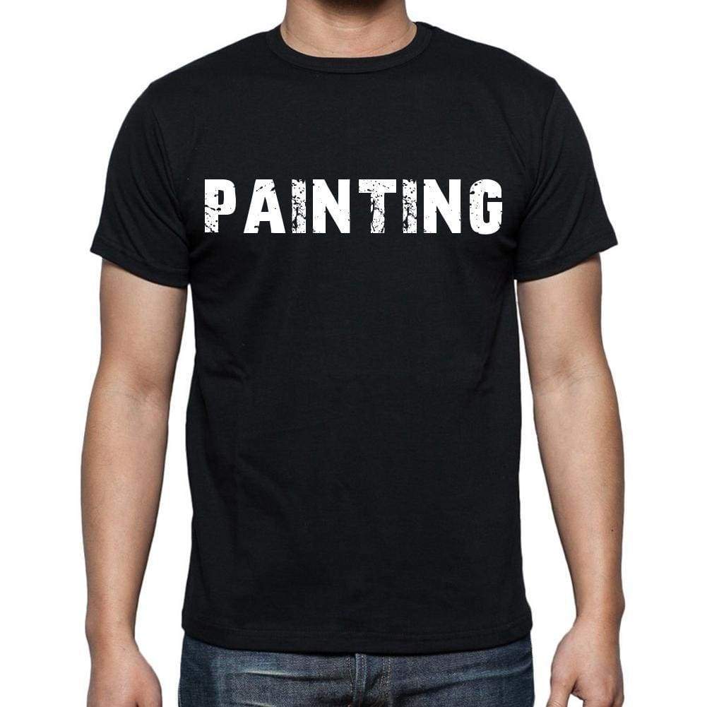 Painting Mens Short Sleeve Round Neck T-Shirt Black T-Shirt En